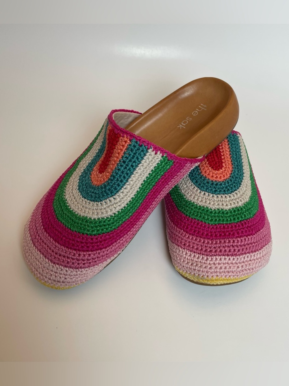 The Sak Multicolor Crochet Mule / Clog – Pink, Green & Cream – Size 8 🌸✨